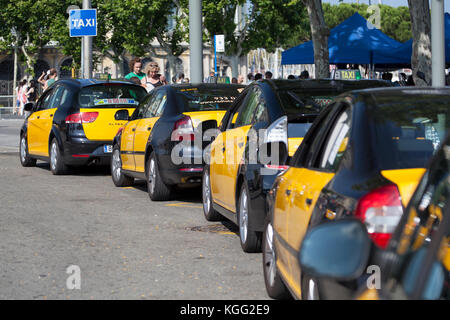 Spagna, Barcellona, Taxi auto. Foto Stock