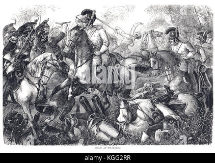 Caporale John Shaw, seconda vita delle guardie, carica di battaglia di Waterloo, 18 giugno 1815 Foto Stock