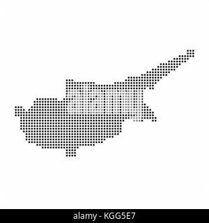 Cipro paese mappa fatta da abstract halftone pattern a punti Illustrazione Vettoriale