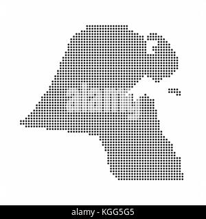 Kuwait paese mappa fatta da abstract halftone pattern a punti Illustrazione Vettoriale