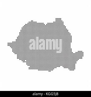 La Romania paese mappa fatta da abstract halftone pattern a punti Illustrazione Vettoriale