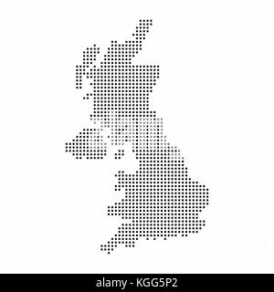Paese Regno Unito mappa fatta da abstract halftone pattern a punti Illustrazione Vettoriale