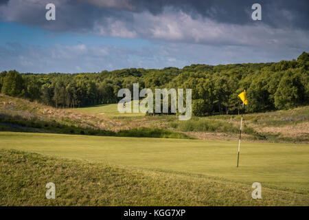 Il tredicesimo verde a Manchester Golf Club, England Regno Unito Foto Stock
