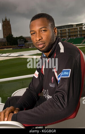 Cricketer keiron pollard at somerset ccc, taunton. 8/7/11 Foto Stock