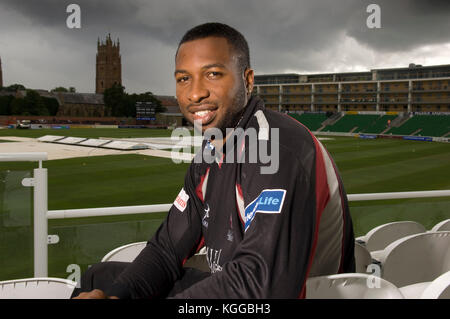 Cricketer keiron pollard at somerset ccc, taunton. 8/7/11 Foto Stock