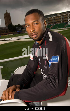 Cricketer keiron pollard at somerset ccc, taunton. 8/7/11 Foto Stock