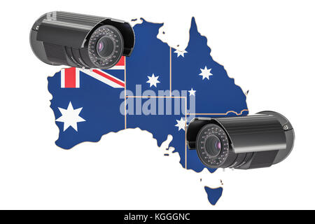 Sorveglianza e sicurezza il concetto di sistema in Australia. 3D rendering isolati su sfondo bianco Foto Stock