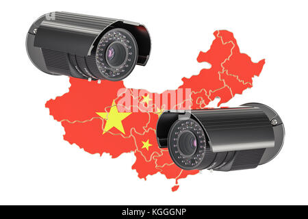 Sorveglianza e sicurezza il concetto di sistema in Cina. 3D rendering isolati su sfondo bianco Foto Stock