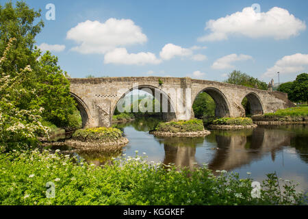 Ponte di Stirling, Scozia, scena della storica battaglia di Stirling bridge dove gli scozzesi guidati da William Wallace sconfitto l'inglese nel 1297. Foto Stock