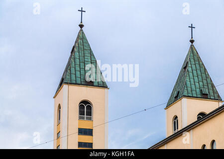 campanile della Chiesa di San Giacomo a Medjugorje Foto Stock