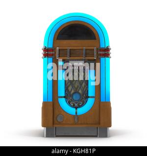 Jukebox vecchio lettore musicale isolato su bianco 3d illustrazione Foto Stock