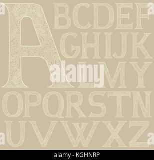 Antico stile orientale alfabeto Illustrazione Vettoriale