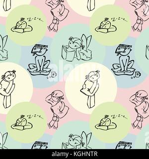 Doodle seamless e pattern colorati per bambini Illustrazione Vettoriale