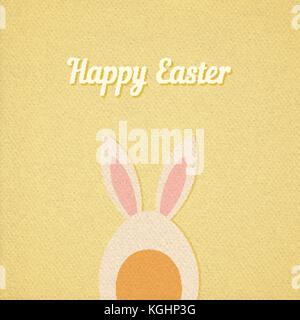 Vettore di uovo di pasqua con orecchie di coniglio, la scheda Sfondo, realistico effetto carta colore sfondo di cartone Illustrazione Vettoriale