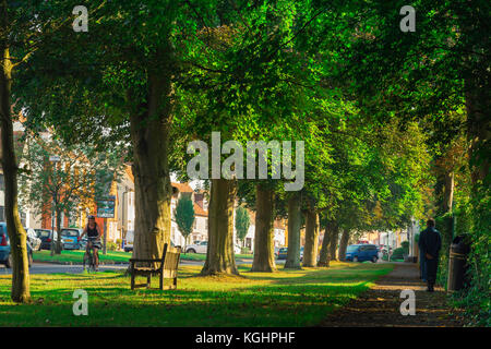 Clare Suffolk village, vista in estate e alberato Nethergate Street nel villaggio storico di chiara nel Suffolk, nel distretto di Babergh, Inghilterra, Regno Unito. Foto Stock