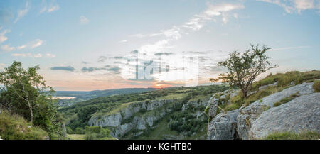 Sunset over cheddar gorge Foto Stock