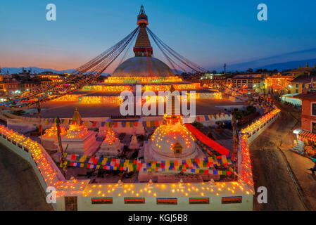 Nuovo anno ,Stupa Boudhanath Kathmandu in Nepal Foto Stock