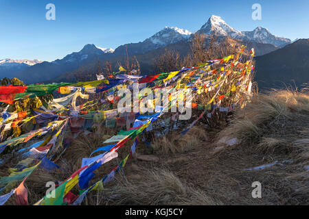 Vista da poon hill 3210m in Nepal Foto Stock