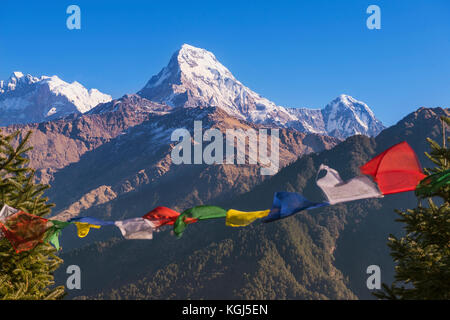 Vista da poon hill 3210m in Nepal Foto Stock