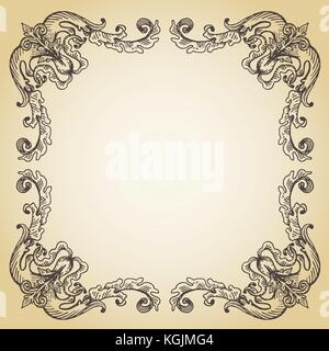Vettore pagina calligrafico decorazione, disegnato a mano telaio antichi sulla vecchia carta Illustrazione Vettoriale