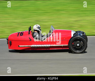 John Scruton, Jackie Scruton, S&S M3W, Morgan tre Wheeler Club Challenge Trophy Gara, VSCC, Formula Vintage, Round 4, Mallory Park, 12 agosto 2017 Foto Stock