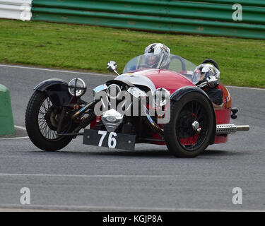 John Scruton, Jackie Scruton, S&S M3W, Morgan tre Wheeler Club Challenge Trophy Gara, VSCC, Formula Vintage, Round 4, Mallory Park, 12 agosto 2017 Foto Stock