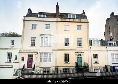 Case in stile georgiano su Wellington Terrace in Bristol, Regno Unito Foto Stock