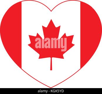 Canada bandiera nel cuore. bandiera canadese illustrazione vettoriale. Illustrazione Vettoriale