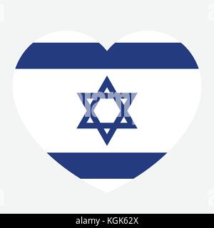 Bandiera di Israele nel cuore, bandiera israeliana, illustrazione vettoriale. Illustrazione Vettoriale