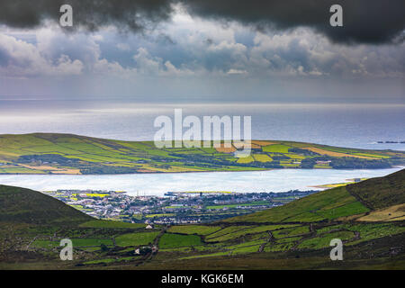 Vista da conor pass o connor pass è uno dei più alti irish valichi di montagna è servita da una strada asfaltata e si trova sulla R560 strada in cou Foto Stock