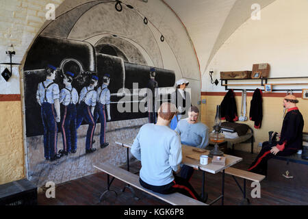 Pistola vittoriano deck, noil fort, Weymouth Dorset, England, Regno Unito Foto Stock