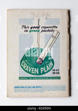 Craven sigarette semplici la pubblicità a favore del tabacco sul retro 1940s Lilliput Magazine Foto Stock