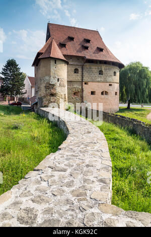 Bardejov, Slovacchia - 10 agosto 2015: torre di grasso in bardejov è parte di meglio conservate città complesso parete in Slovacchia. Foto Stock