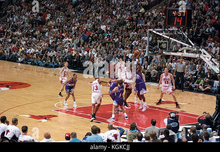 Michael Jordan in lizza per l'NBA Chicago Bulls. Foto Stock