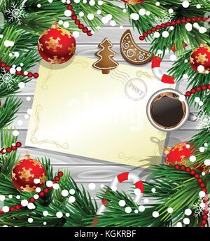 Design natale su legno Illustrazione Vettoriale