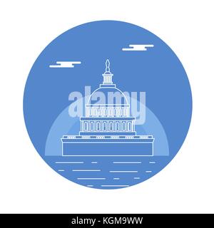 Silhouette del famoso edificio negli stati uniti. Il Capitol Building del congresso degli Stati Uniti. american simboli. Illustrazione Vettoriale