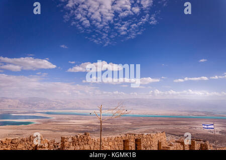 Rovine del Castello herods nella fortezza di masada presso il mar morto, Israele Foto Stock