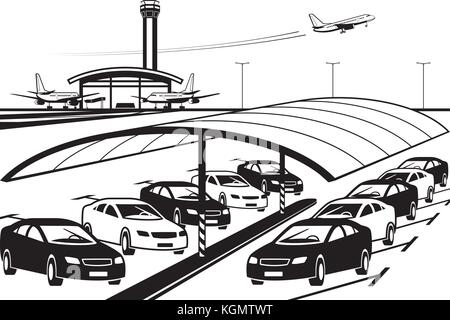 Parcheggio coperto all'aeroporto - illustrazione vettoriale Illustrazione Vettoriale