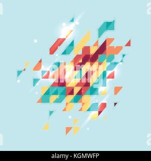 Abstract colorato tema geometrico. appartamento moderno mosaico. busines tema per la vostra presentazione su sfondo turchese Illustrazione Vettoriale