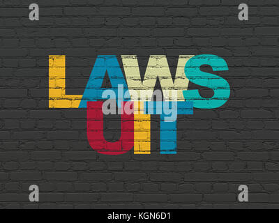 Il concetto di legge: querela su sfondo a parete Foto Stock