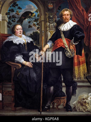 Ritratto di Govaert van Surpele e sua moglie 1636-8 Jacob Jordaens 1593 - 1678 Jacob (Jacques) Jordaens 1593 -1678 pittore fiammingo, disegnatore e progettista di tappezzeria è conosciuto per la sua storia dipinti, scene di genere e ritratti. Belga, Belgio, fiammingo, Foto Stock