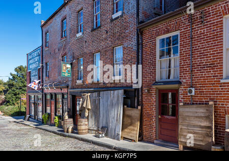 Pietroburgo, Virginia, Stati Uniti d'America. Edifici storici sulla coccarda Alley nell'area del centro cittadino di San Pietroburgo, sito della Guerra Civile Americana assedio. Foto Stock