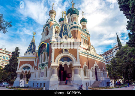 L'Europa. La Francia. Alpes-Maritimes (06) bello. La chiesa russo-ortodossa cattedrale Saint Nicolas (aperto nel 1912) Foto Stock