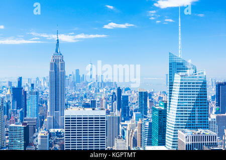 Skyline di Manhattan, New York skyline, Empire State Building di New York City, Stati Uniti d'America, Nord America, STATI UNITI D'AMERICA Foto Stock