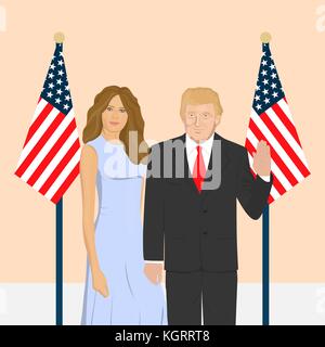 Novembre 10, 2017 llustrazione editoriale di un ritratto della first lady degli Stati Uniti d'America melania trump su sfondo bianco - La moglie del presidente della u Illustrazione Vettoriale
