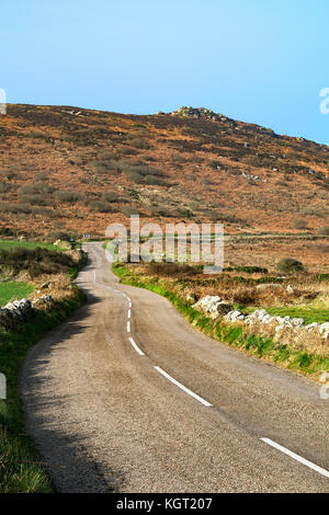 La costiera a road zennor tra st.appena e st.ives in penwith, Cornwall, Inghilterra, Regno Unito. Foto Stock