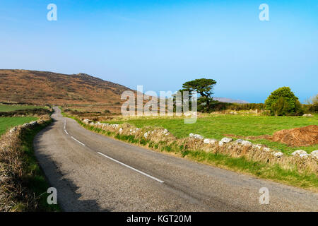 La costiera a road zennor tra st.appena e st.ives in penwith, Cornwall, Inghilterra, Regno Unito. Foto Stock