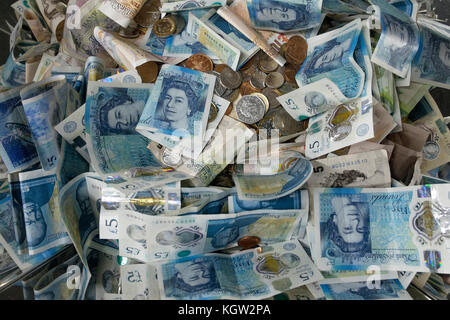 Assortiti sterlina britannica valuta Foto Stock