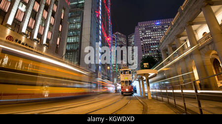 Il famoso tram iconico, Hong Kong, Cina. Foto Stock