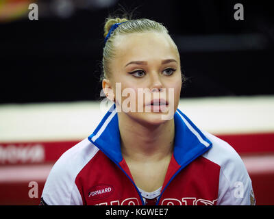 2017 Coppa del Mondo di ginnastica. L'Arena O2.Sabato, 8 aprile 2017. Donna della concorrenza .Angelina MELNIKOVA Foto Stock